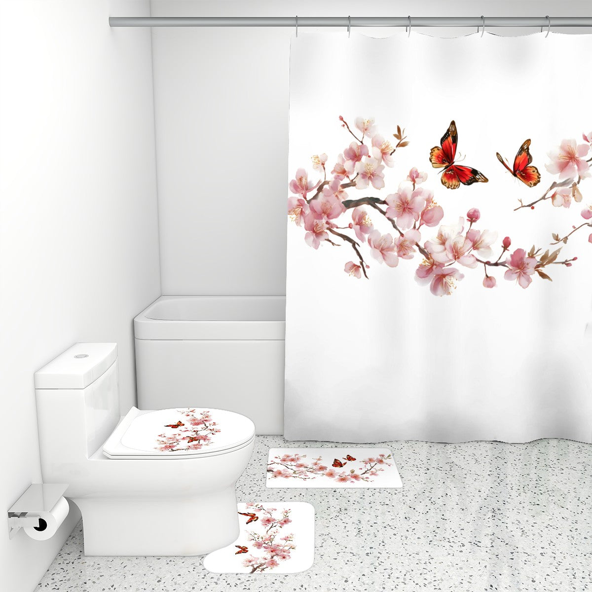 Shower Curtain: Blossom Pink Set 4 pcs